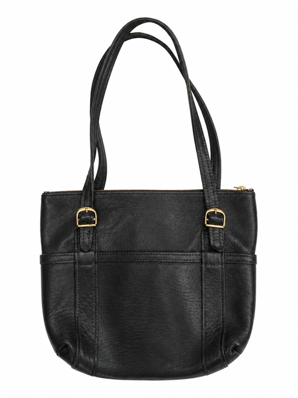 Vintage Black Leather Shoulder Bag Tote